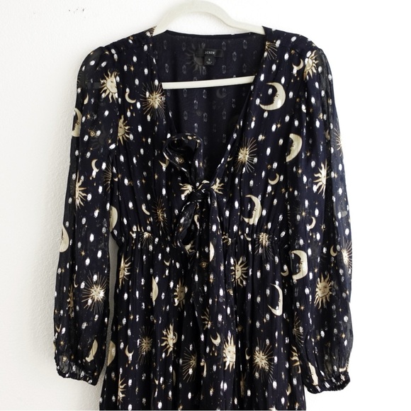 J. Crew Black and Gold Long Sleeve Celestial Dress S - Picture 10 of 10
